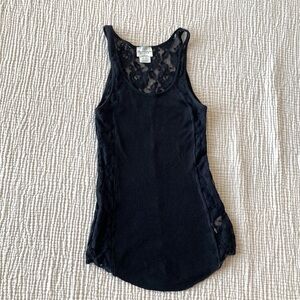 Free People Size S/P Black Lace Sleeveless Tank